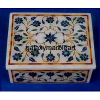 Marble inlay box with fine quality work in Lapislazuli stone RE34111